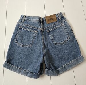 Vintage 90s CK Calvin Klein Cuffed Double Stone Wash Denim Shorts 4
